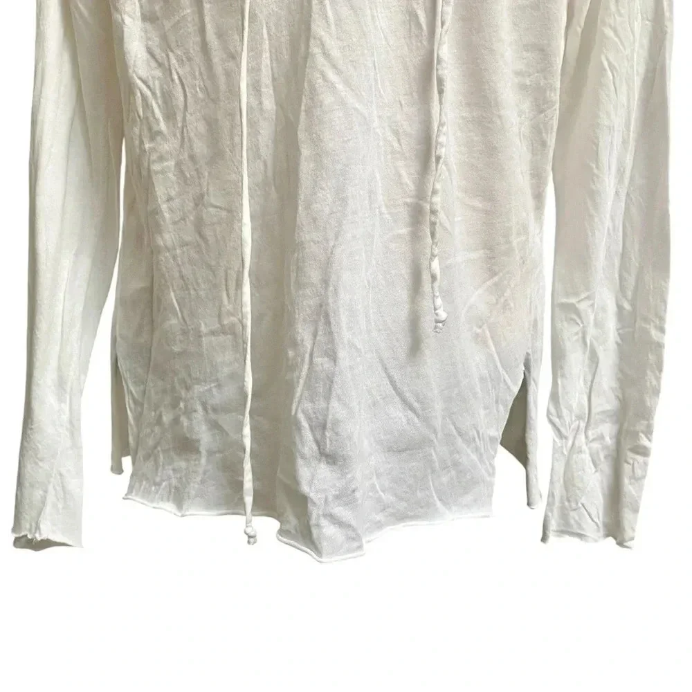 NSF White Lace Up Cotton Long Sleeve Lola Tee Top Small - Picture 4 of 13